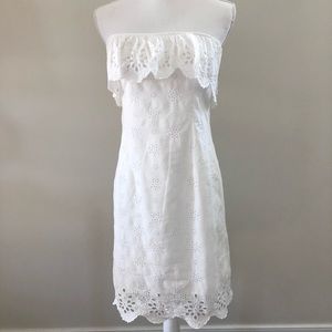 Milly White Eyelet Strapless Dress - image 1